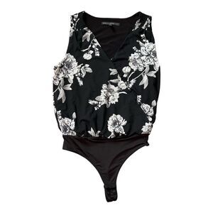 WHITE HOUSE BLACK MARKET Bodysuit Womens Size S Mesh Peony Floral Top Blouse